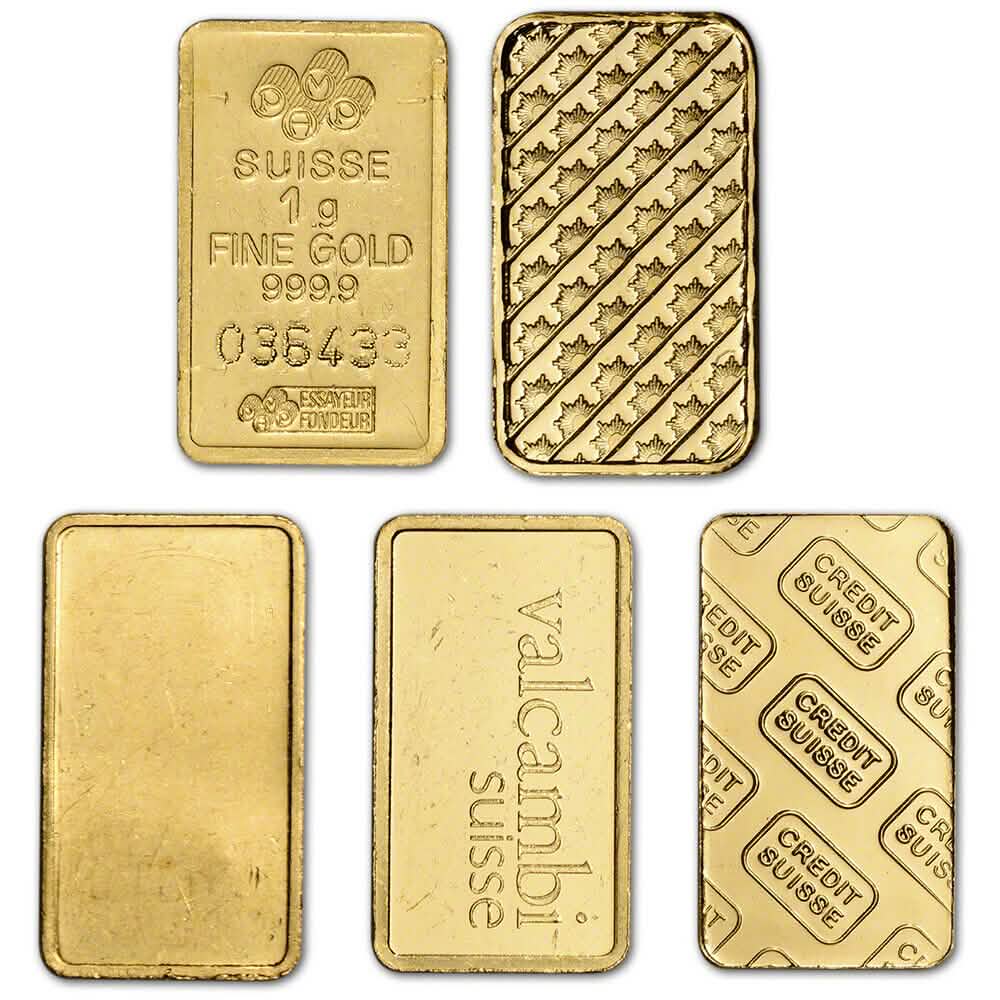 1 Gramm Goldbarren - Zufällige Marke - Sekundärmarkt - 999.9 Feinheit