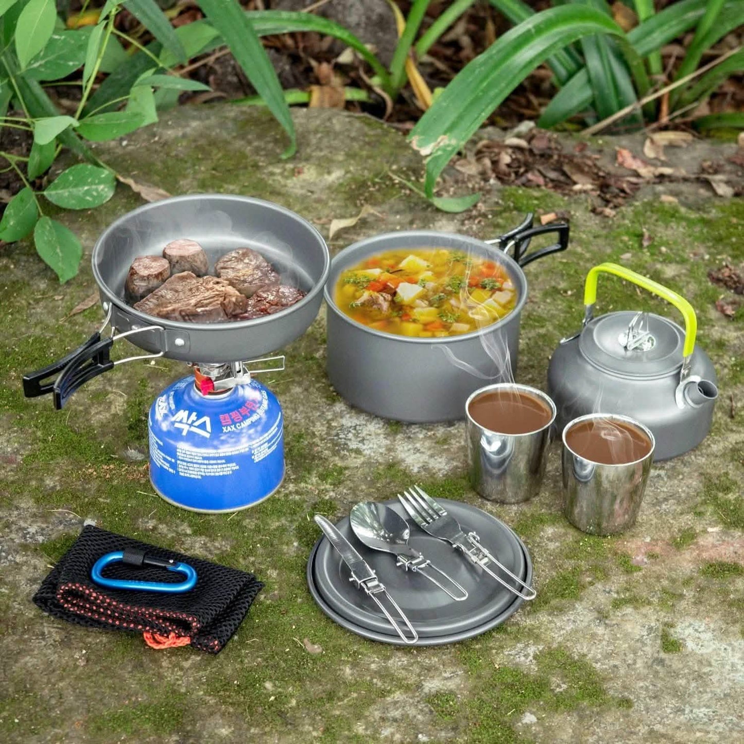 10-teilig: ODOLAND Camping-Kochgeschirr-Set