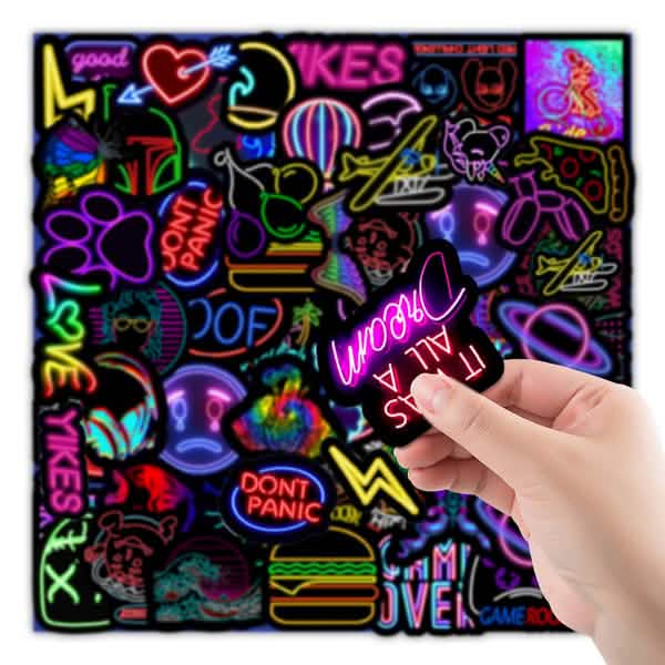 100 Stück: Cartoon-Neonlicht-Graffiti-Sticker