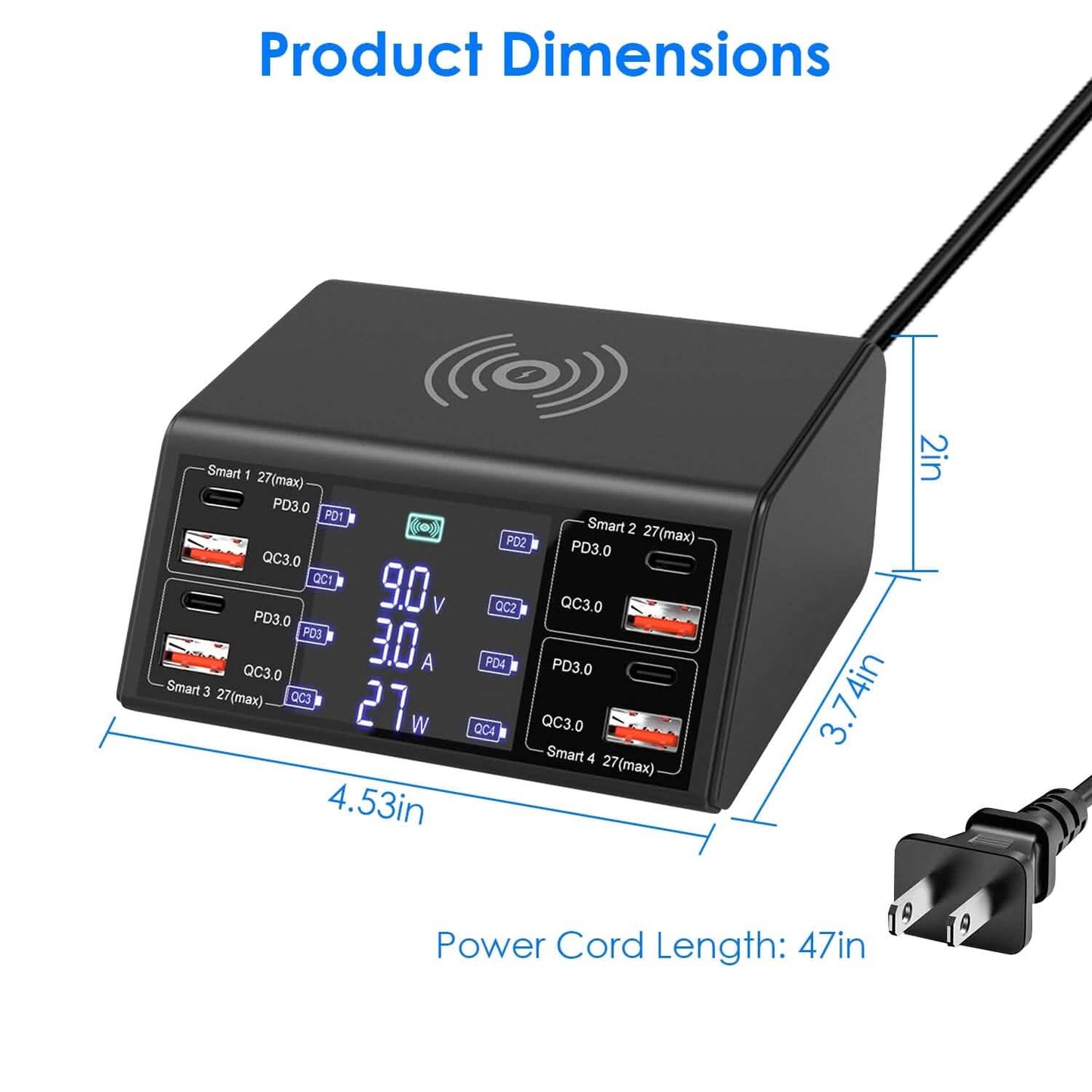 100W USB-Ladestation mit 8 Ladeanschlüssen