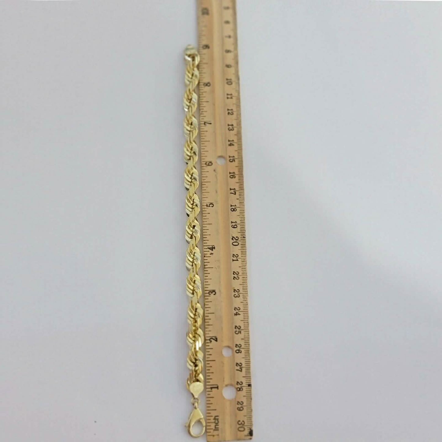 10 Karat Gelbgold Herren 6mm Diamantgeschliffene Kette Echtes italienisches Armband 8"