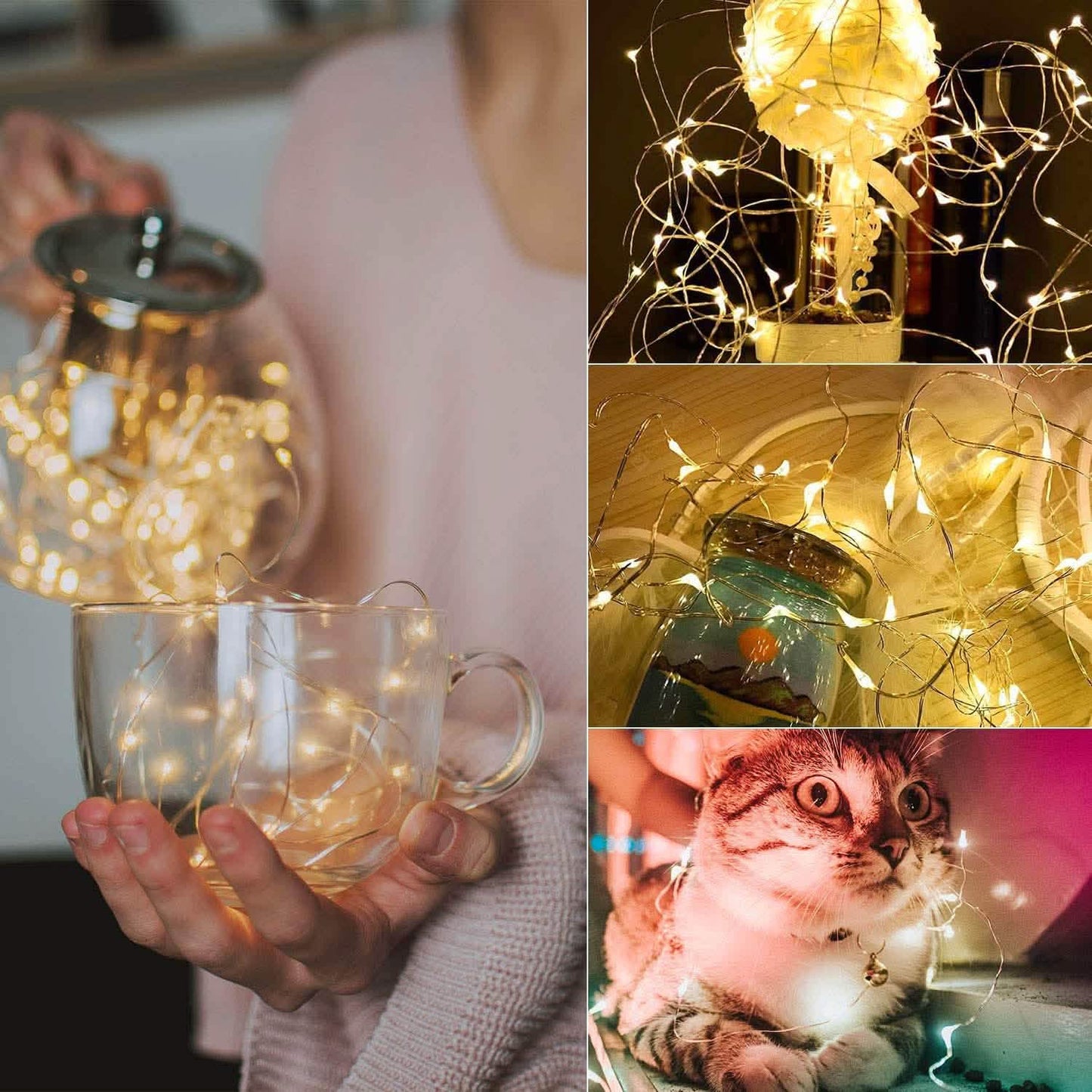 12er-Pack: LED-Lichterkette batteriebetrieben