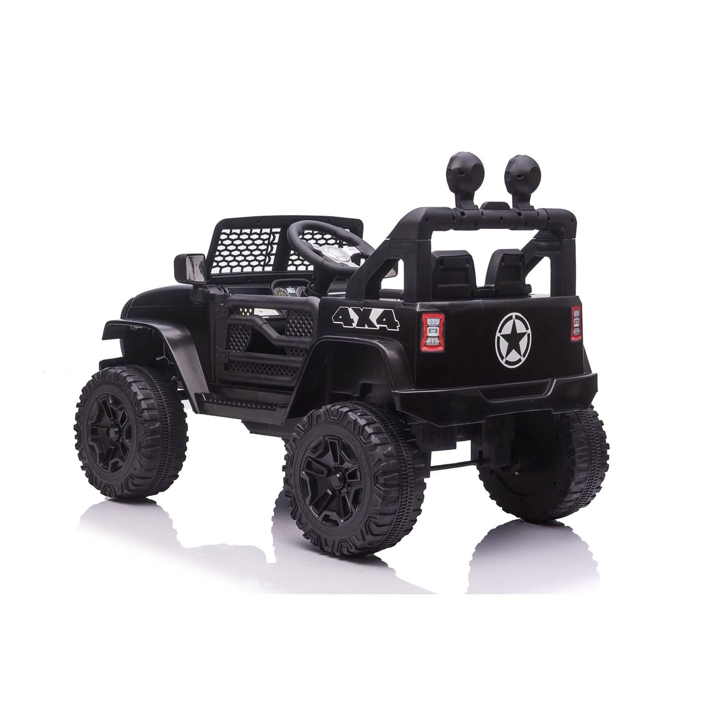 12V Elektroauto für Kinder mit Hupe, Frontlicht, Allradfederung und Fernbedienung
