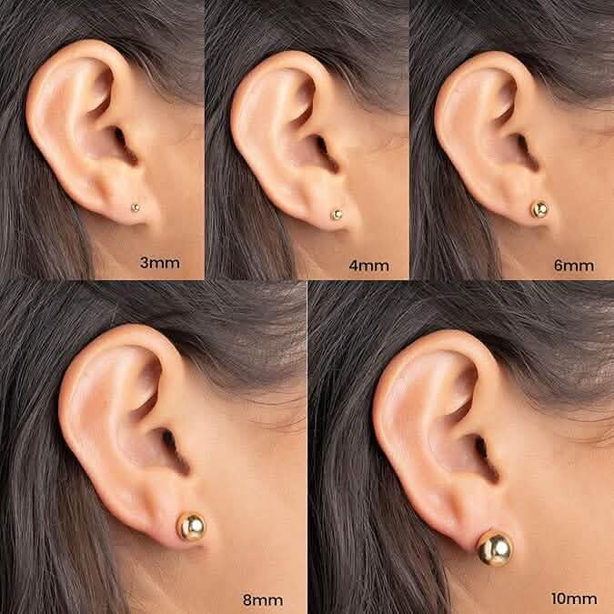 14k Gold Kugelohrstecker, Hochglanzpolierte Kugelstecker
