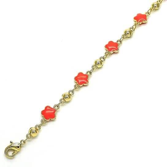 14K Gold Filled Armband mit Hochglanzpolitur und Emaille-Blumenmotiv