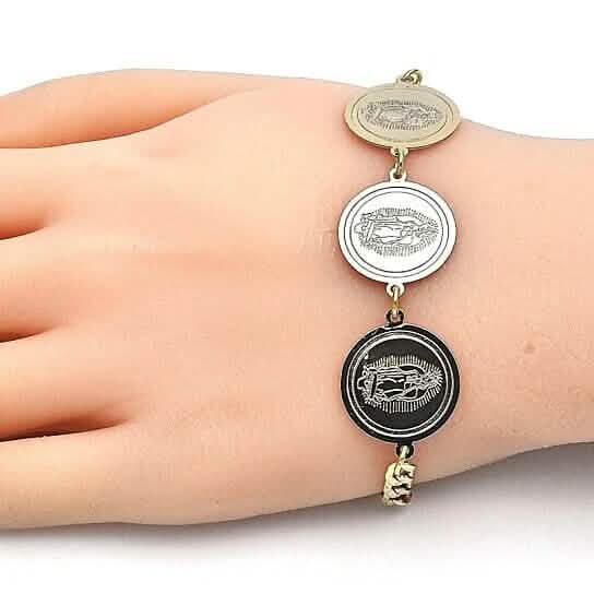 14K vergoldetes hochglanzpoliertes Cuban Curb Coin Armband
