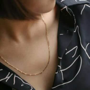 14K massives Gold Figaro-Kettenhalskette 3mm
