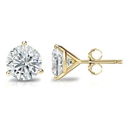 Ohrstecker aus 14K Gelbgold, 8mm, mit runden Kristallen