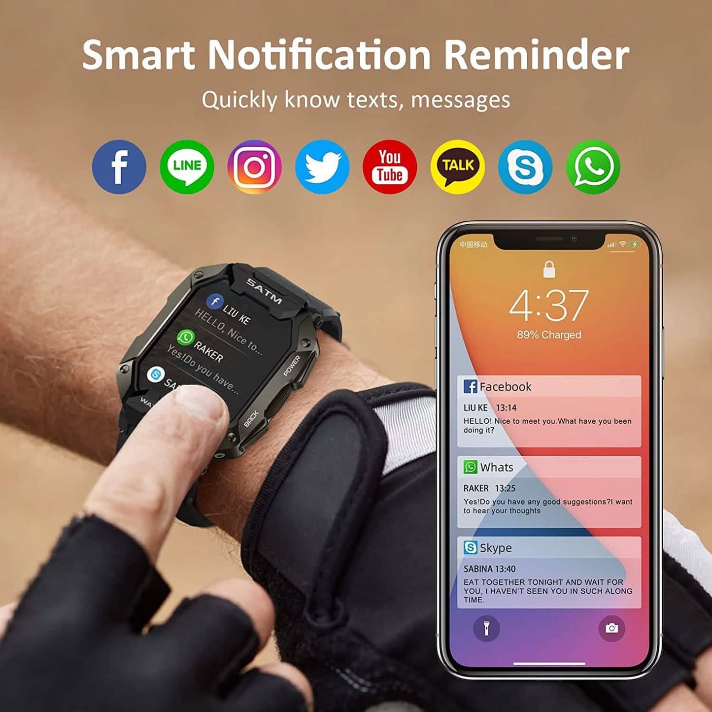 1,71" Taktische Militär-Sport-Smartwatch