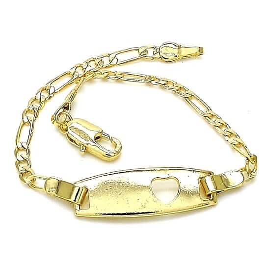 18k Gold Filled Hochglanz Figaro Herzglied ID-Namensarmband