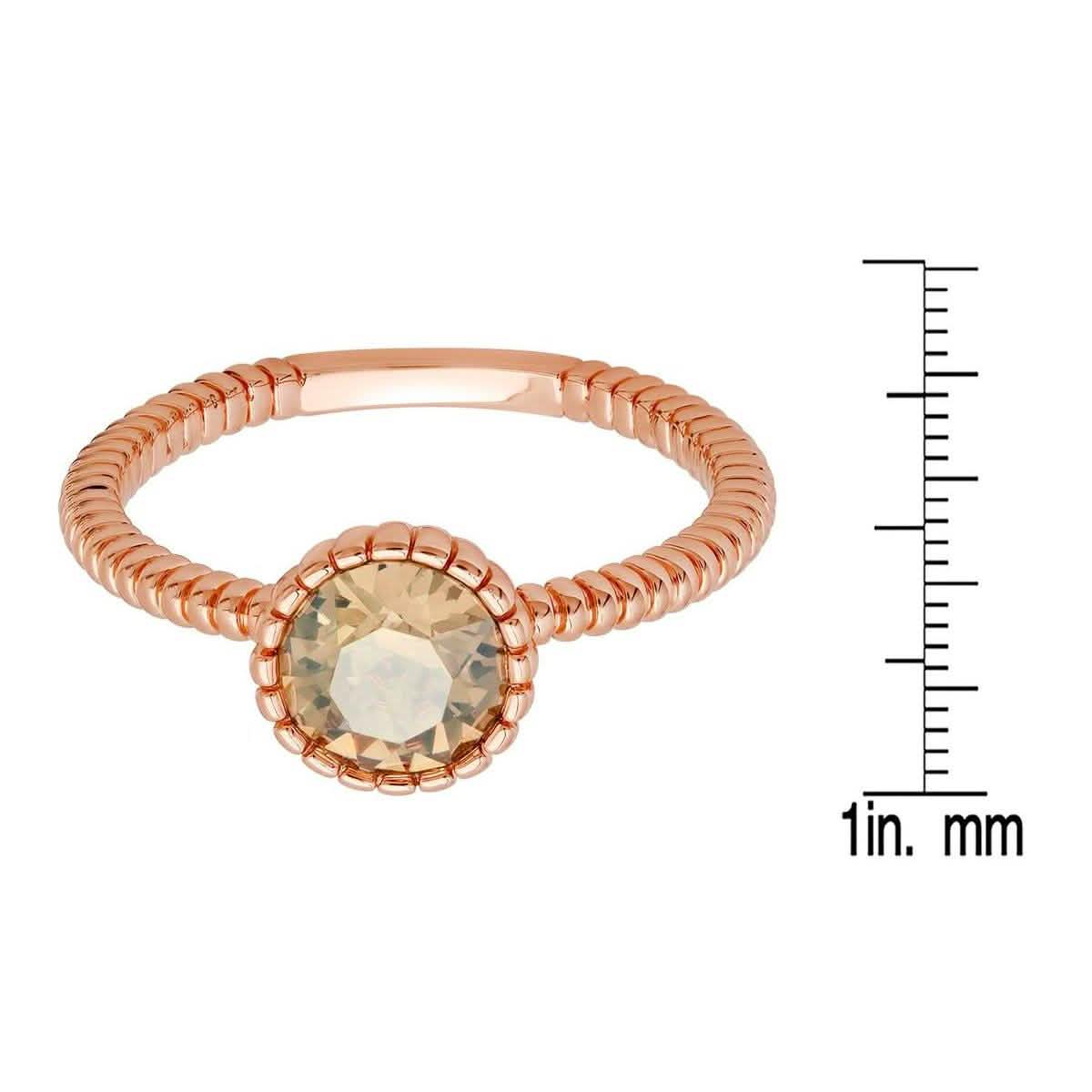 18 Karat vergoldeter Messing-Solitär-Ring mit Seil-Design und Swarovski Kristallen