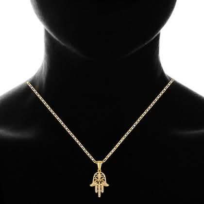 18K vergoldeter Kristall-Hamsa-Hand-Anhänger