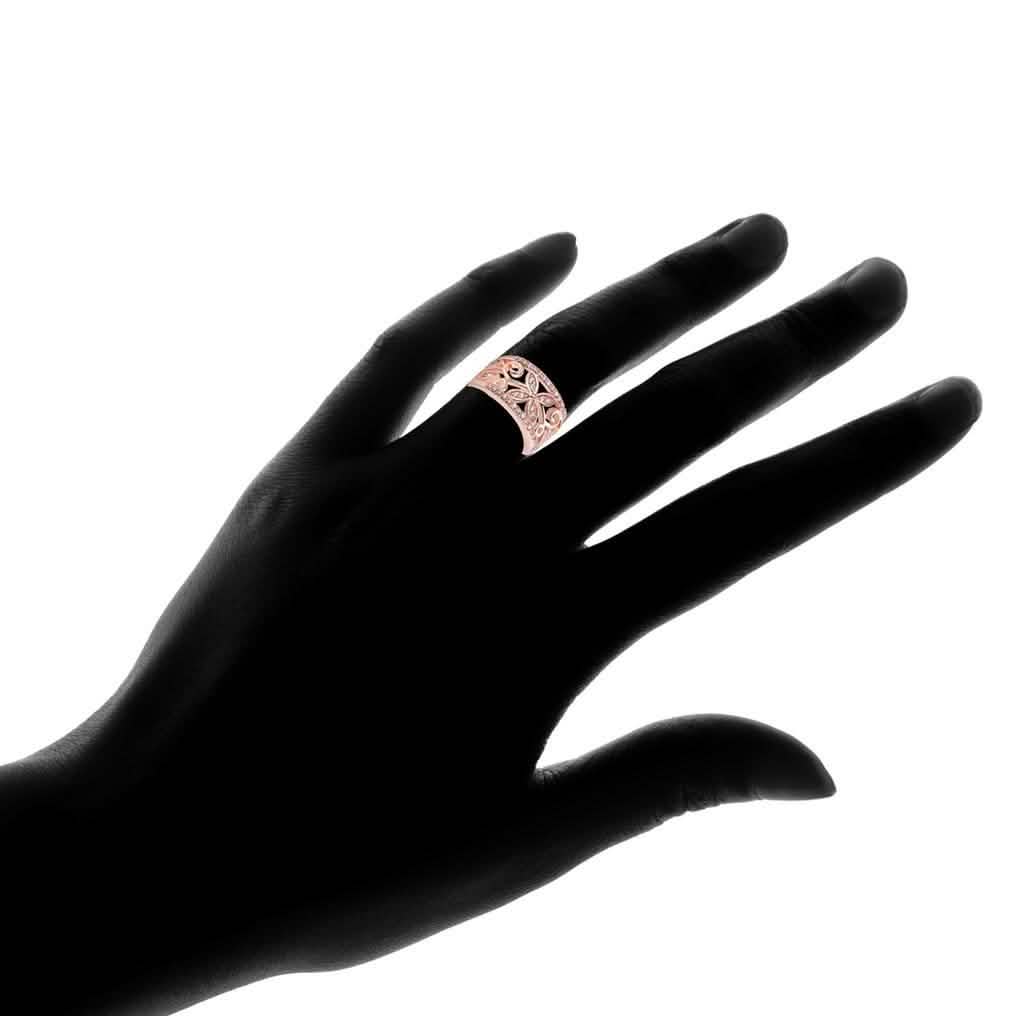 18K Roségold plattierter Blüten-Filigranring mit Swarovski-Elements