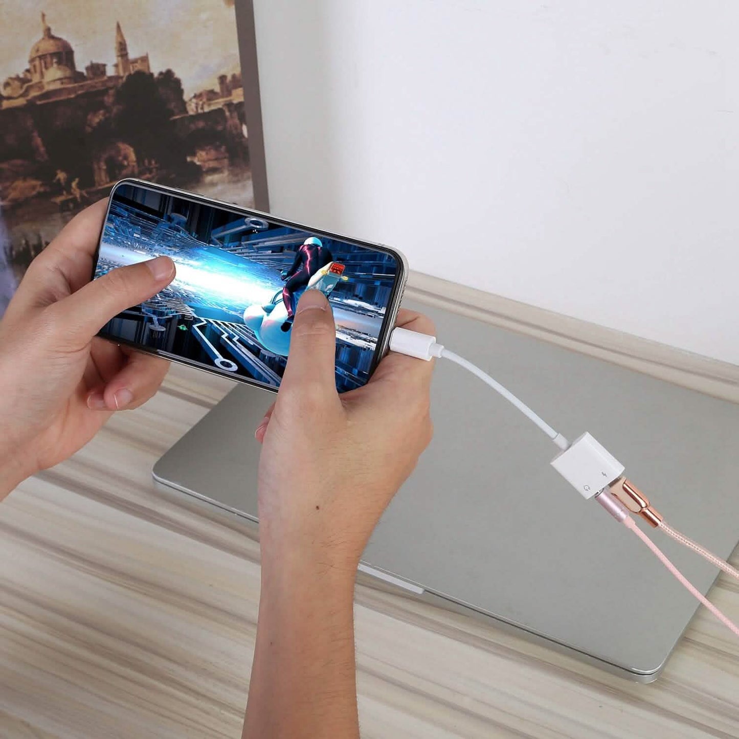 2-in-1 3,5-mm-Kopfhöreradapter Ladegerät Audio-Splitter-Dongle
