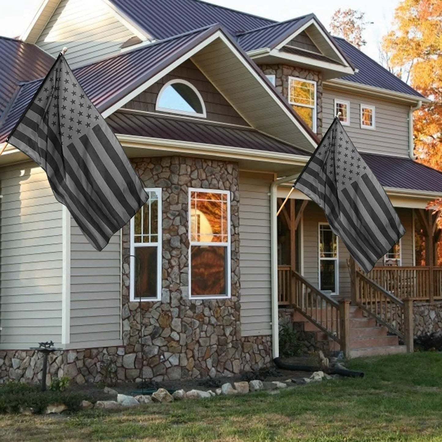2er-Pack: 3x5 Fuß komplett schwarze amerikanische Flagge