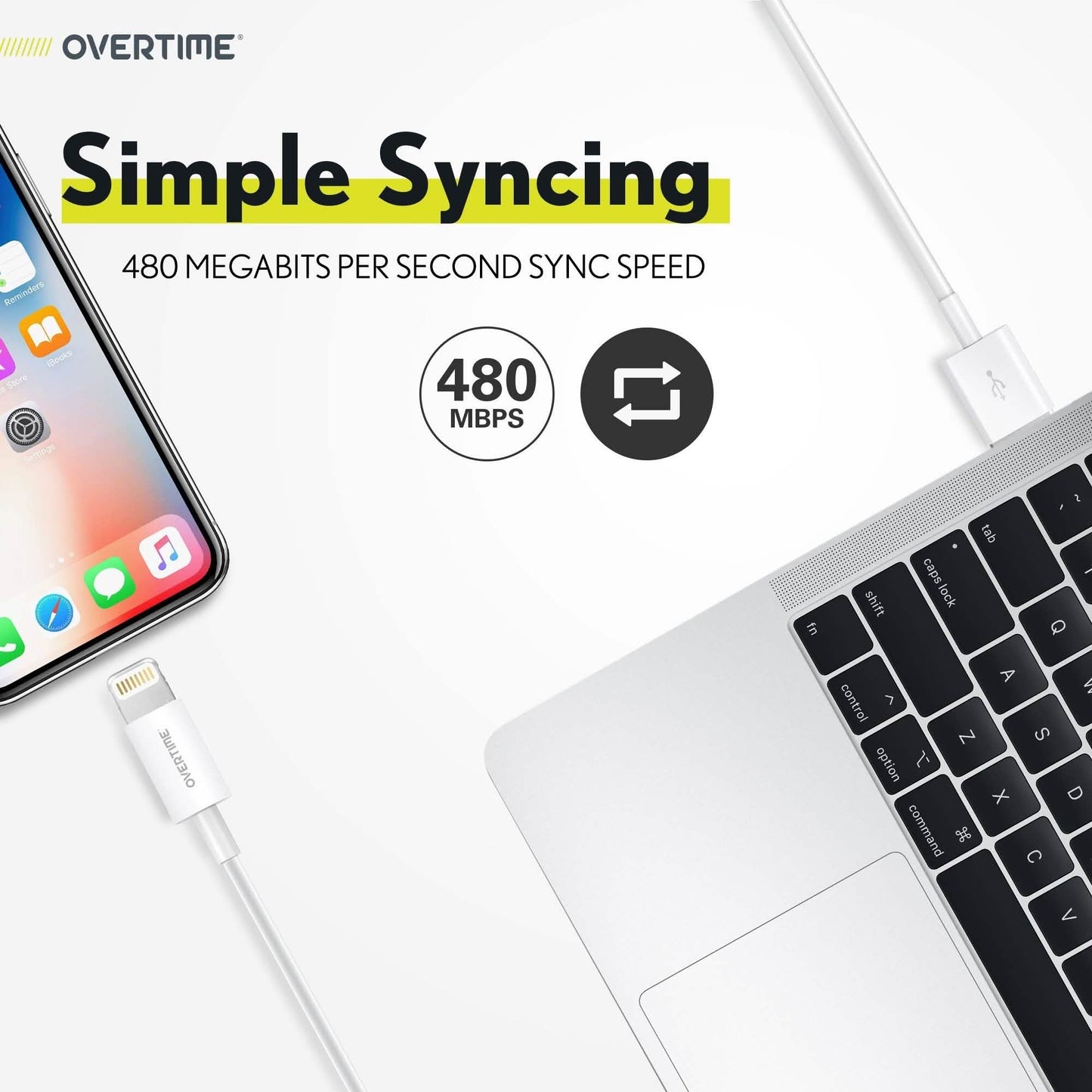 2er-Pack: 1,2 m weißes Overtime Apple MFi zertifiziertes Lightning USB-Kabel