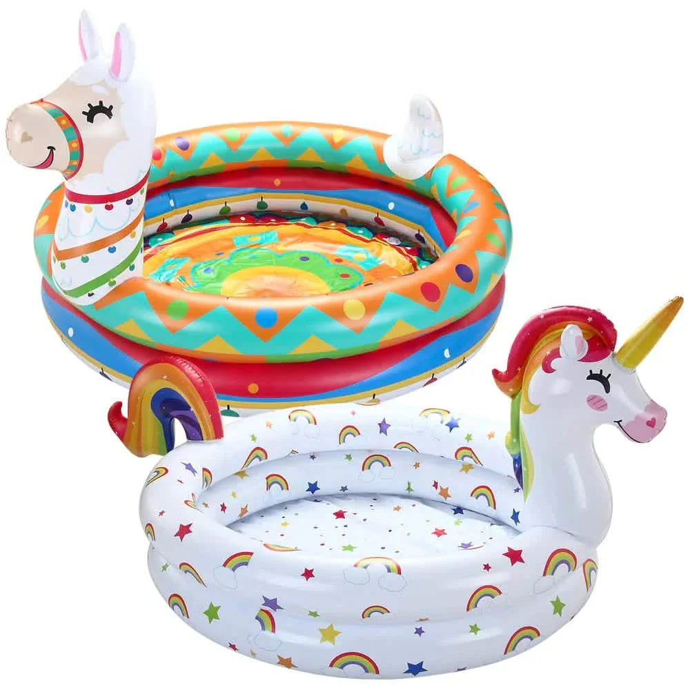 2er-Pack: 119 cm Einhorn- und Lama-Planschbecken