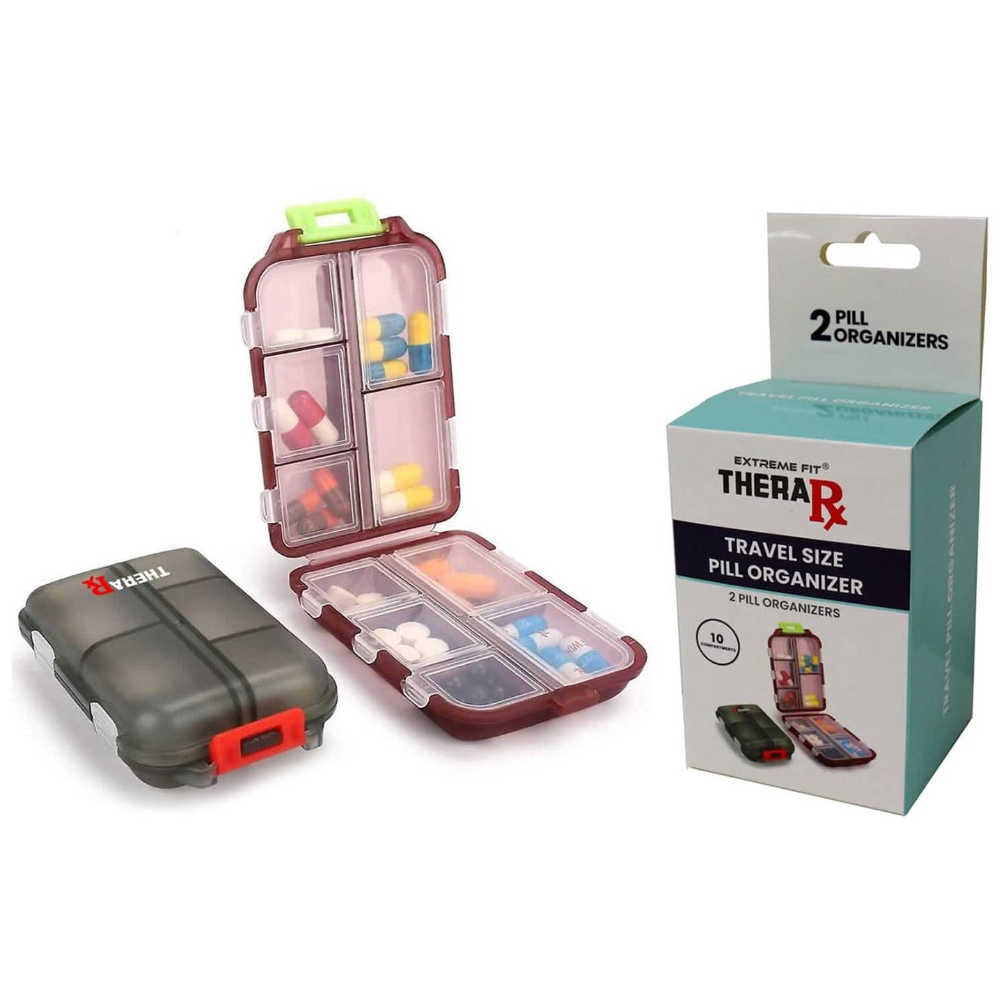 2er-Pack: Tragbarer Pillendosierer für die Reise, Wochendose