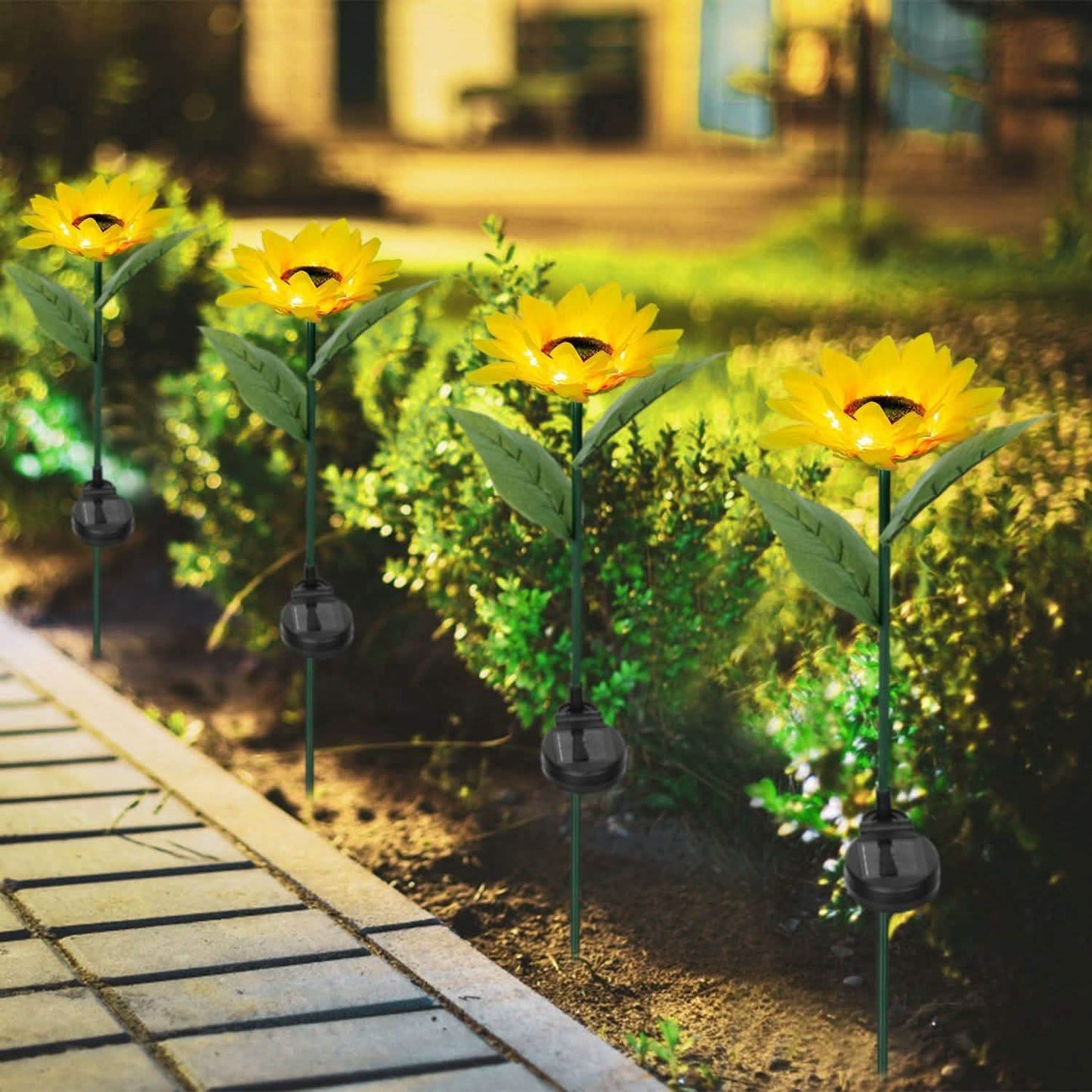 2er-Pack: Solarbetriebene Sonnenblumen-Lichter, LED-Dekorationsleuchte zum Einstecken