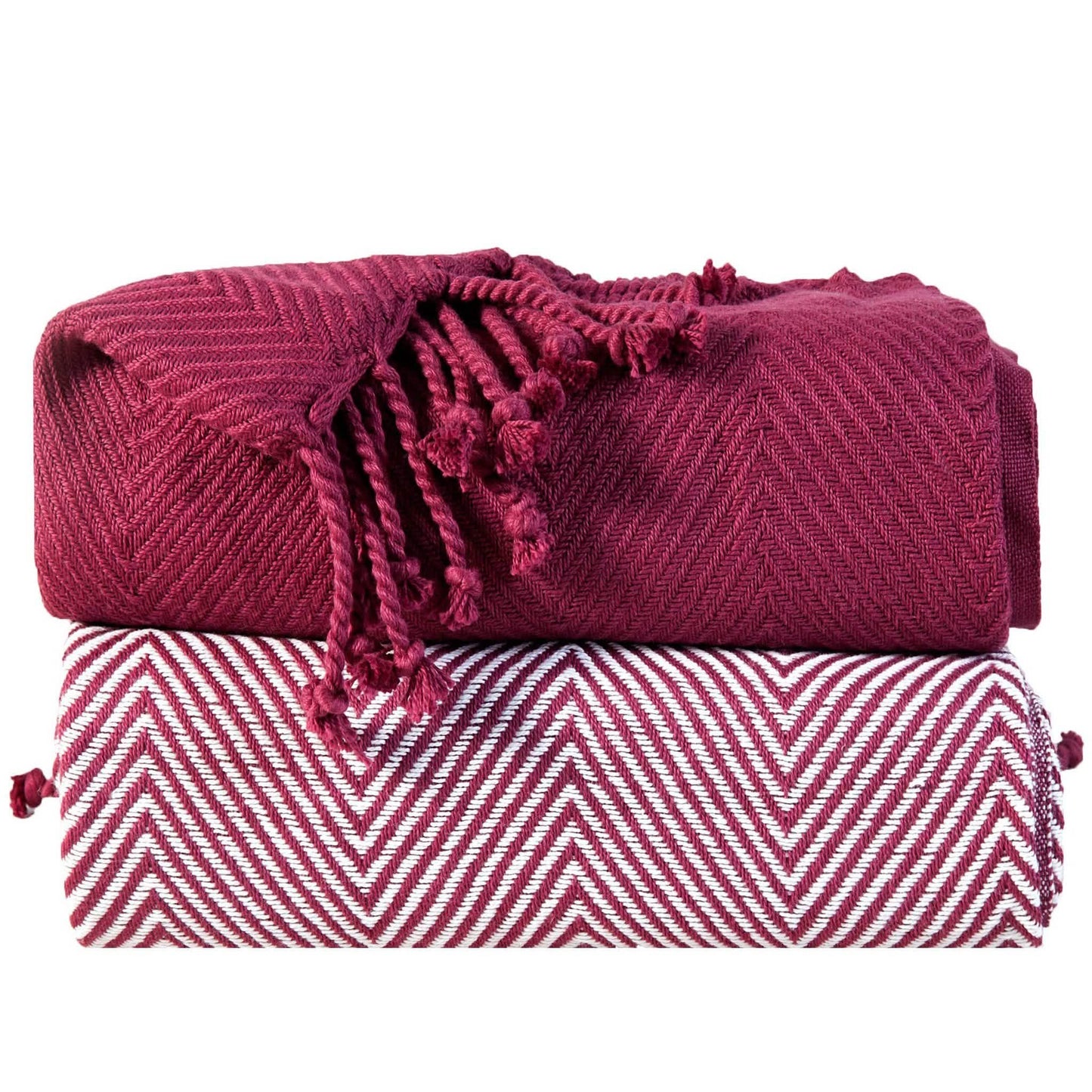 2-teiliges Set: Handgedrehte Decke aus 100 % Baumwolle, 127 x 152 cm