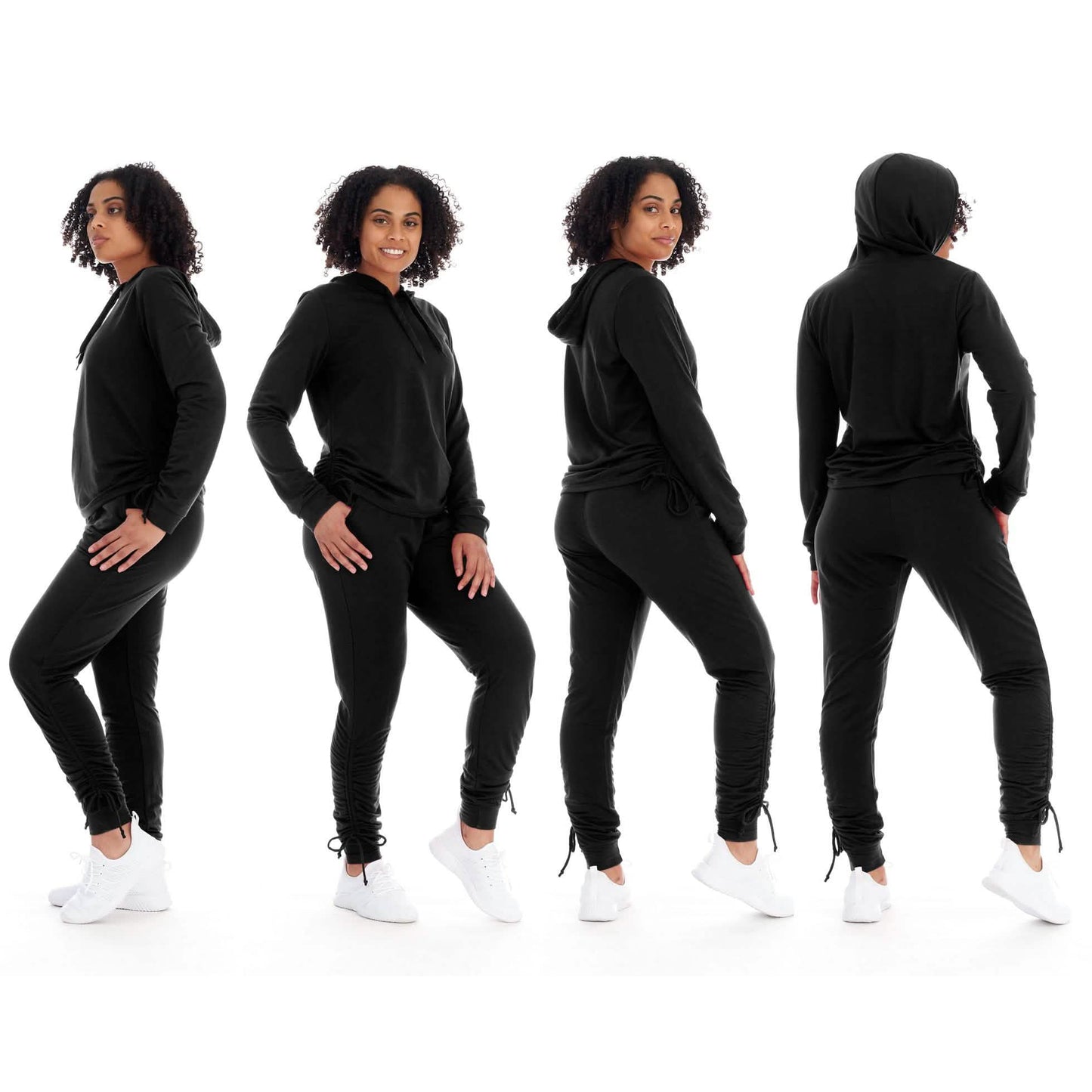 2-teiliges Set: Damen Athleisure Fleece Jogginghose & Hoodie mit Taschen Set