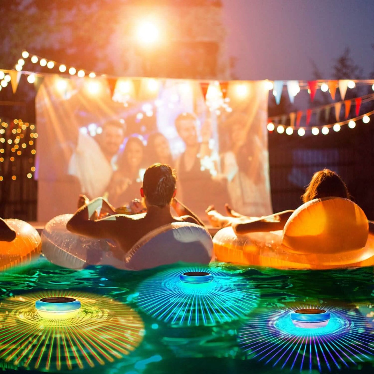 2 Stück: Solarbetriebene LED-Poolleuchte mit Farbverlauf und Farbwechsel