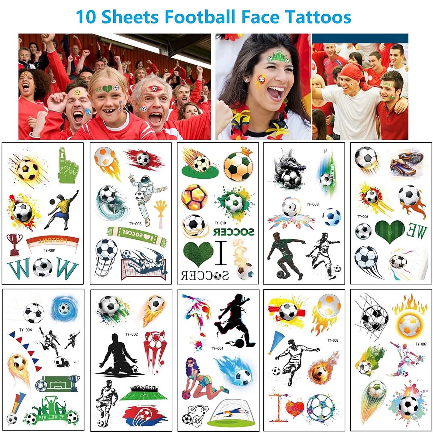 20 Blatt 2022 Fußball-Weltmeisterschaft Fußball Sport Gesichtsaufkleber