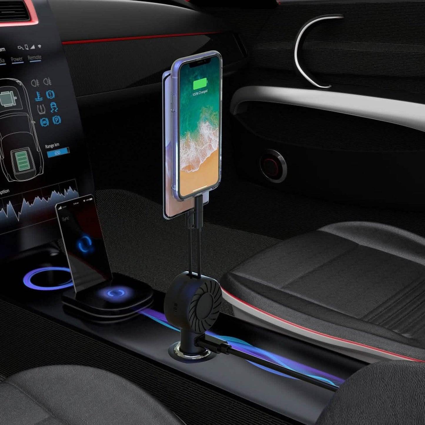21W 3-in-1 einziehbares Autotelefon-Ladegerät