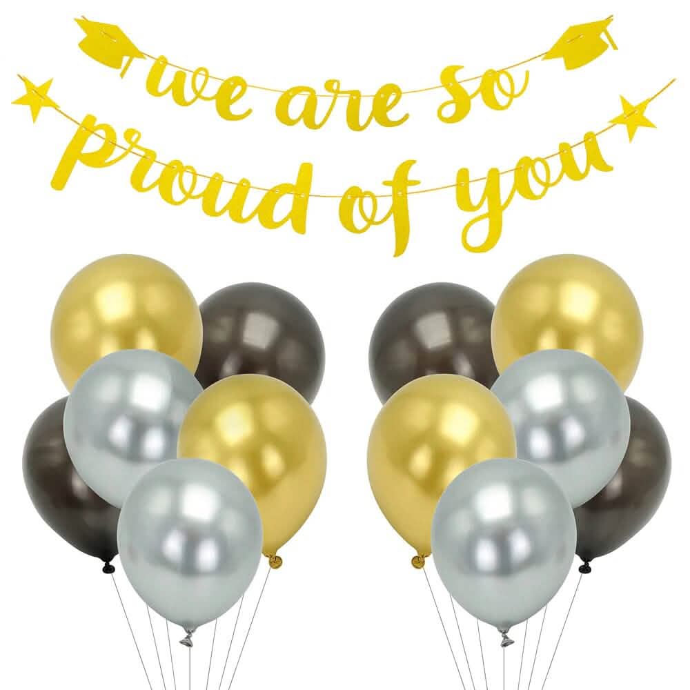 24-teilig: Goldener Buchstabenbanner „We Are So Proud of You“ Hängedekoration