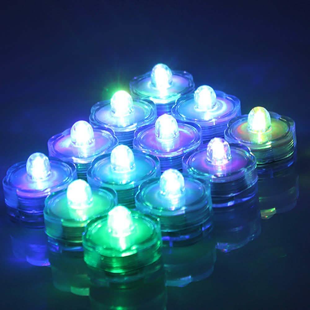 24-teilig: Tauchfähige RGB-LED-Teelichtkerze