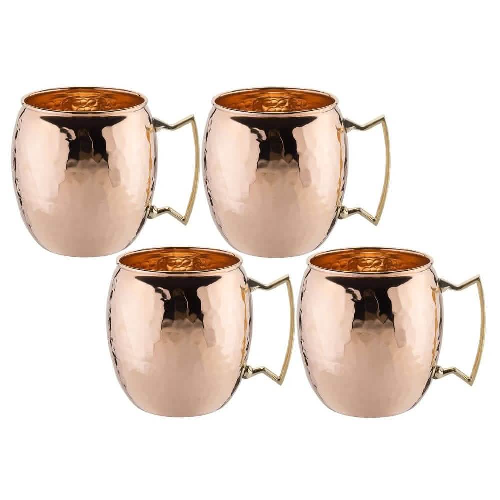 4er-Pack: Moscow-Mule-Becher mit gehämmerter Kupfer-Optik