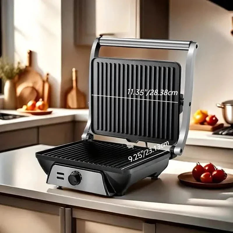 3-in-1 Elektrischer Indoor Antihaft-Grill & Panini-Presse Sandwichmaker mit einstellbarer Temperaturregelung und Fettschale
