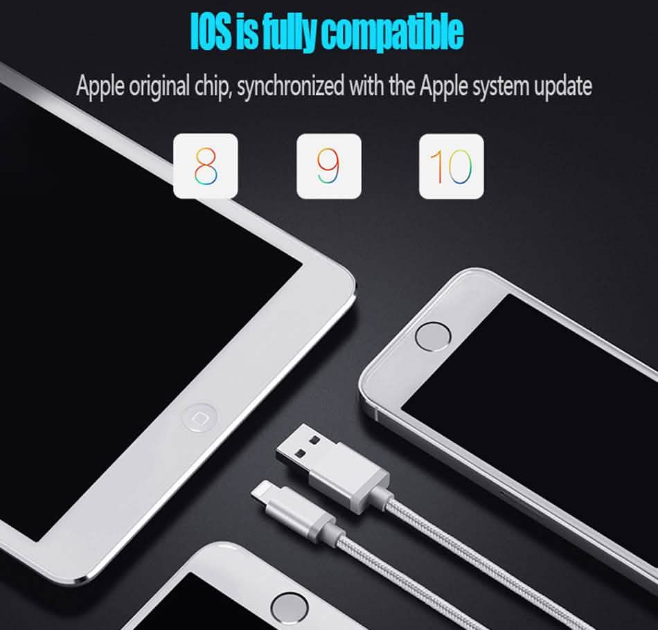 3er-Pack: 3 m robustes geflochtenes iPhone Lightning USB-Kabel