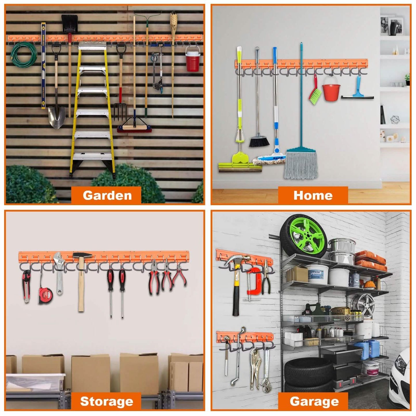 Gartengerätehalter Wandmontierter Haken-Set für Zuhause und Garage