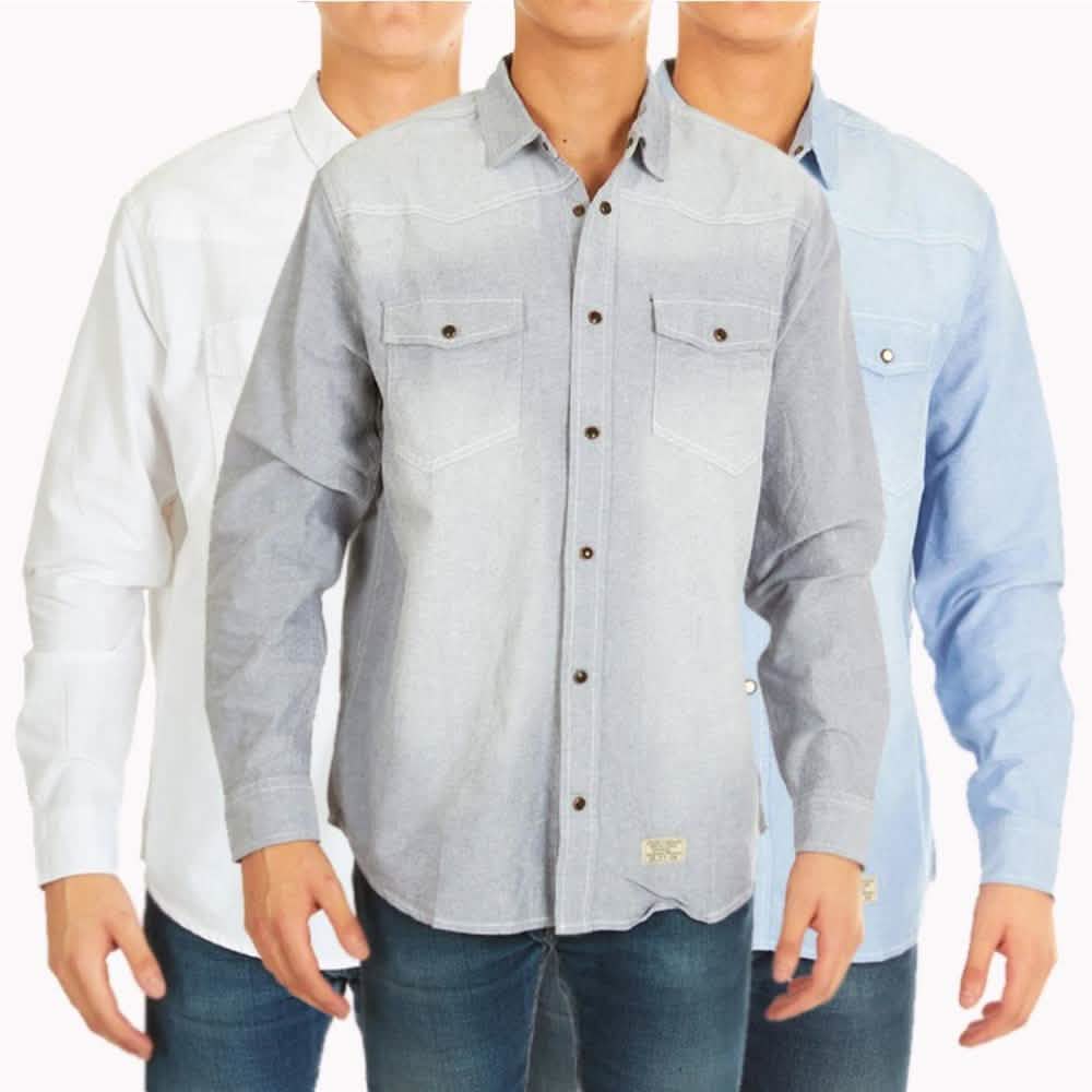 3er-Pack: Herren-Jeanshemden mit Knopfleiste – verschiedene Größen
