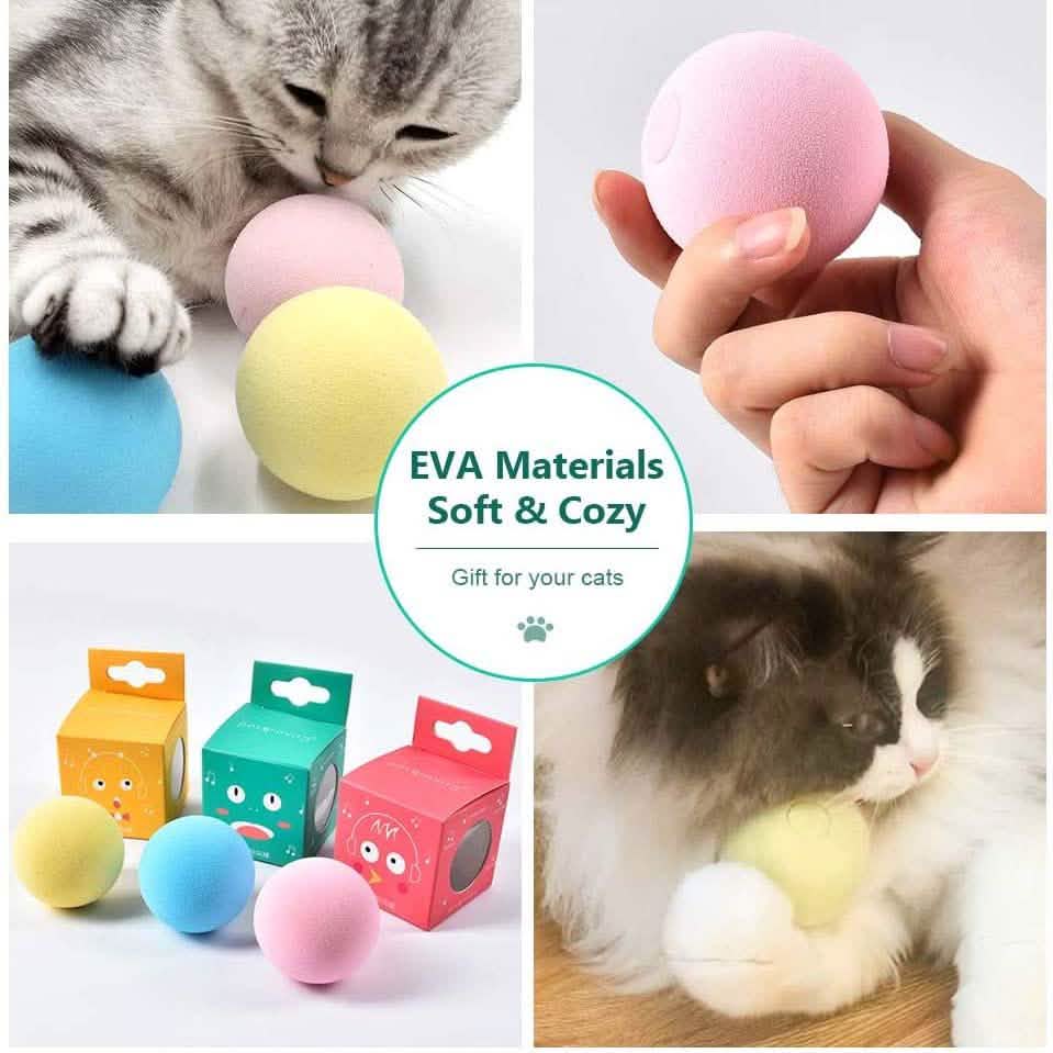 3er-Pack: Realistische zwitschernde Ball-Katzenspielzeuge