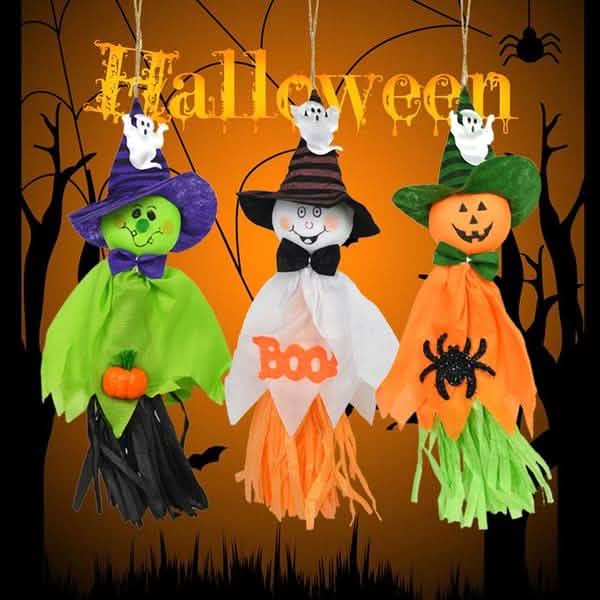 3er-Pack: Vogelscheuchen-Horror-Geist-Anhänger Halloween-Deko
