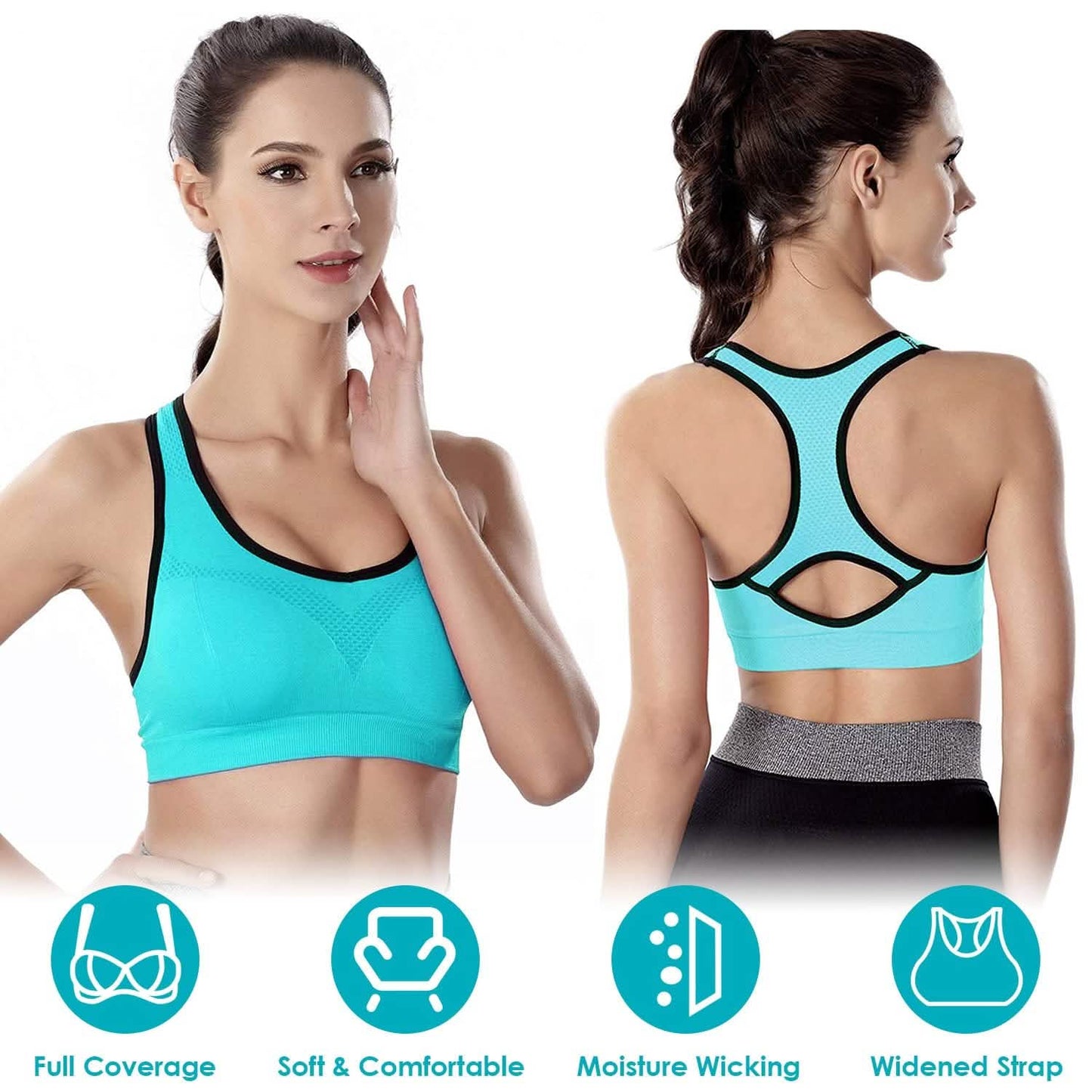 3er-Pack: Gepolsterte Sport-BHs für Damen