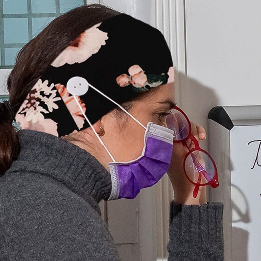 3er-Pack: Bequemes, dehnbares Stirnband für Damen mit Knöpfen für Gesichtsmasken und -bedeckungen