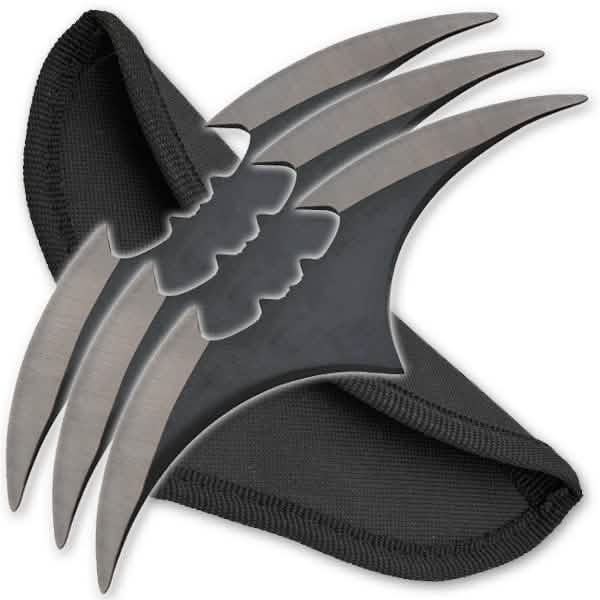 3er-Set: 14 cm Zweifarbige Fledermaus-Wurfklingen