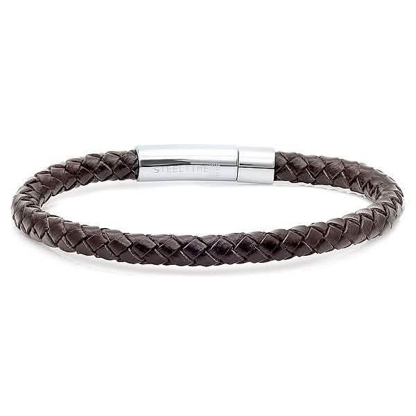 3-teiliges Set: Braunes Leder, Edelstahl & Echtes Tigerauge Perlenarmband-Set