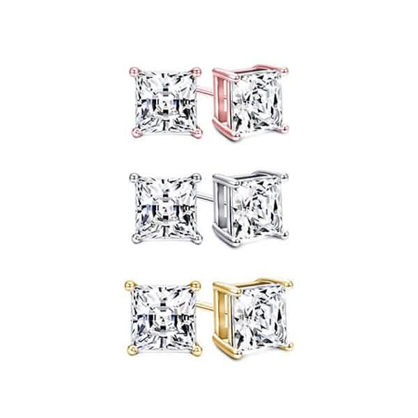 3-teiliges Set: Princess-Cut-Ohrstecker mit Swarovski-Elements-Kristallen