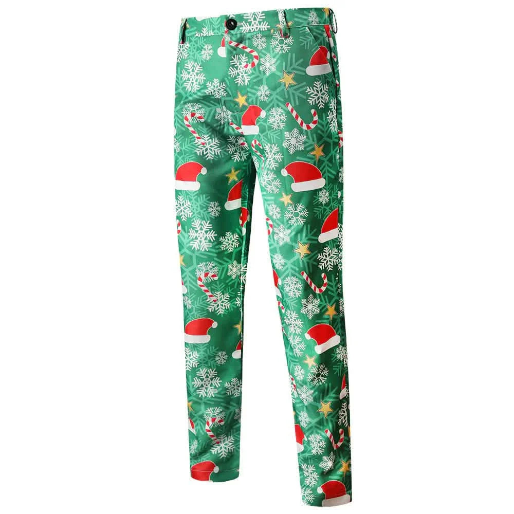 3-teiliges Set: Lustige, hässliche Weihnachts-Kostüme für Herren – Kompletter Weihnachtsanzug: Inklusive Sakko, Hose