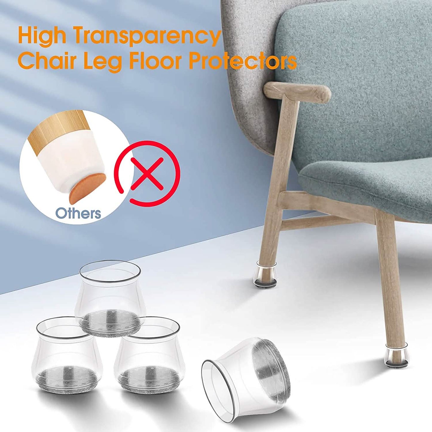 32-teilig: transparente Stuhlbein-Bodenschoner
