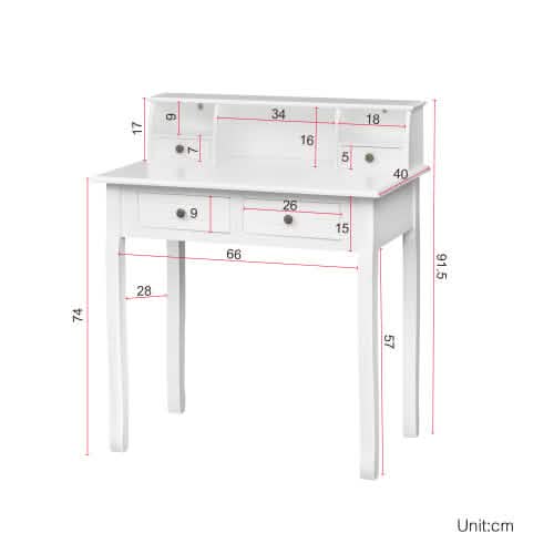 32" Sekretär aus Holz Schlafzimmer Kleine Kommode mit 4 Schubladen