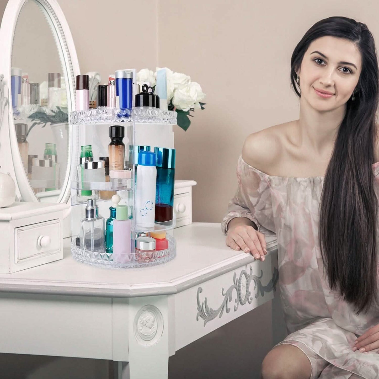 360° drehbarer Make-up-Organizer