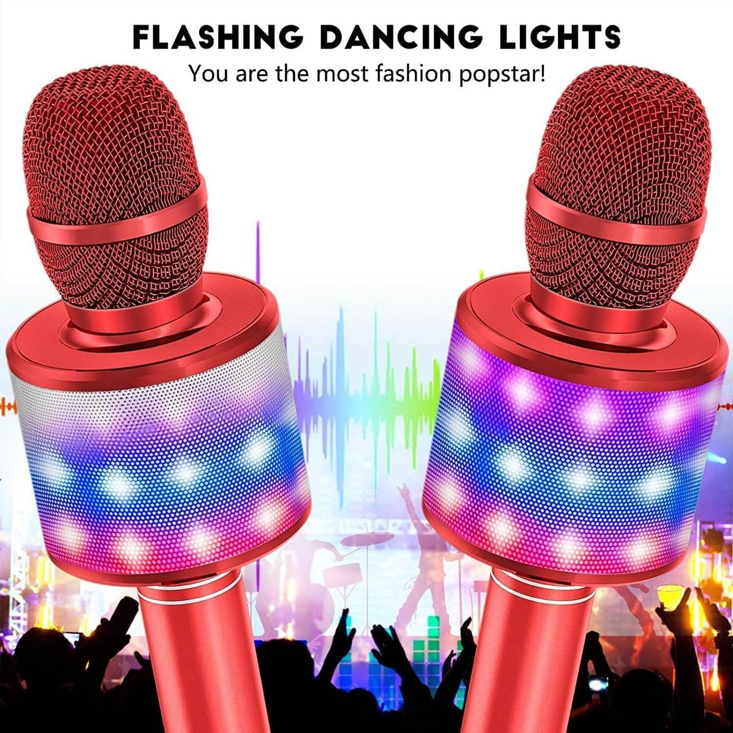 4-in-1 Karaoke-Maschinenmikrofon mit LED-Lichtern