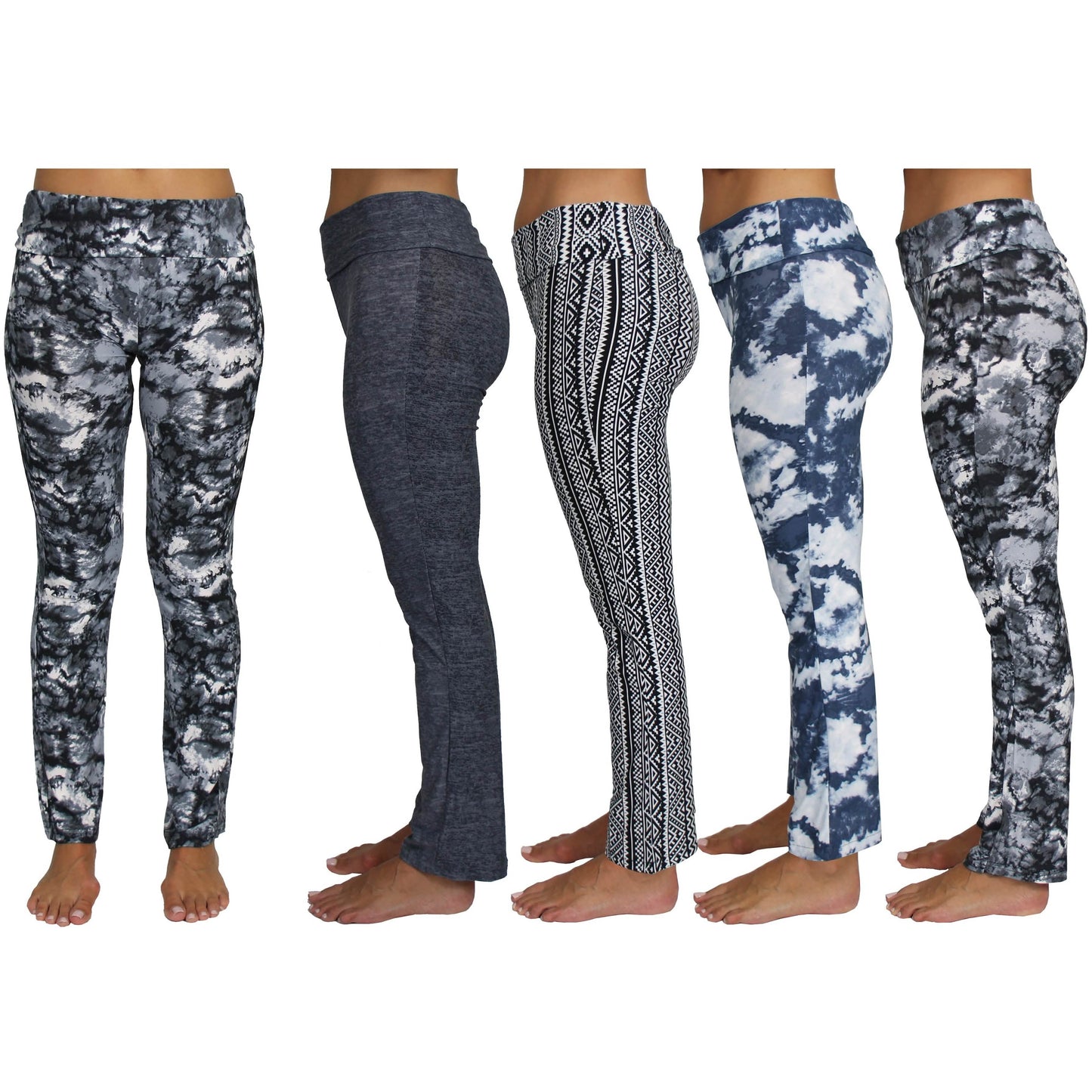 4er-Pack: Verschiedene feuchtigkeitsableitende Stretch-Performance-Yoga-Hosen für Damen