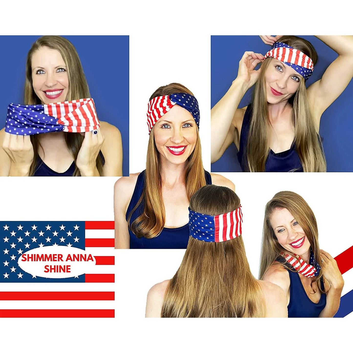 4er-Pack: Stirnbänder mit USA-Flagge
