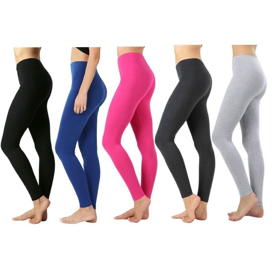 4er-Pack: Damen-Leggings aus Premium-Baumwolle, lange Ausführung